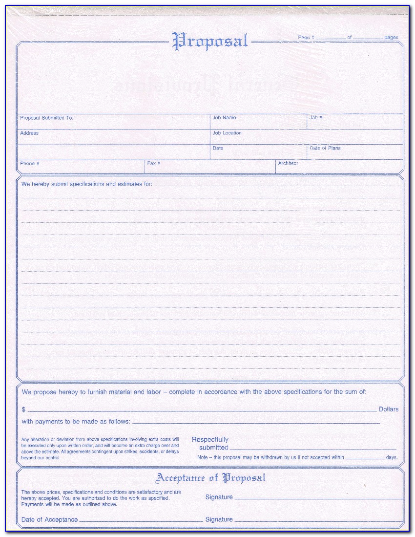 Blank Construction Proposal Form