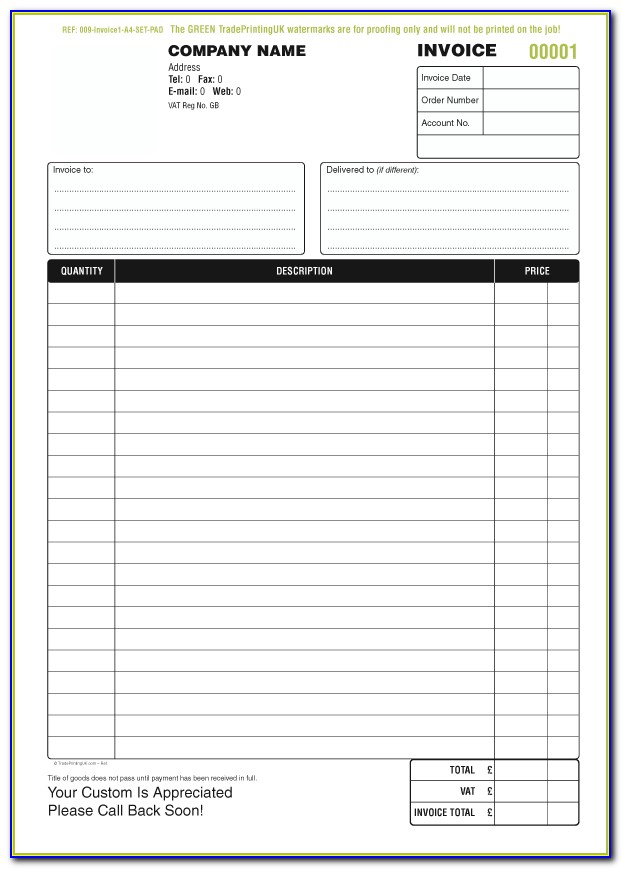 Blank Printable Invoice Forms