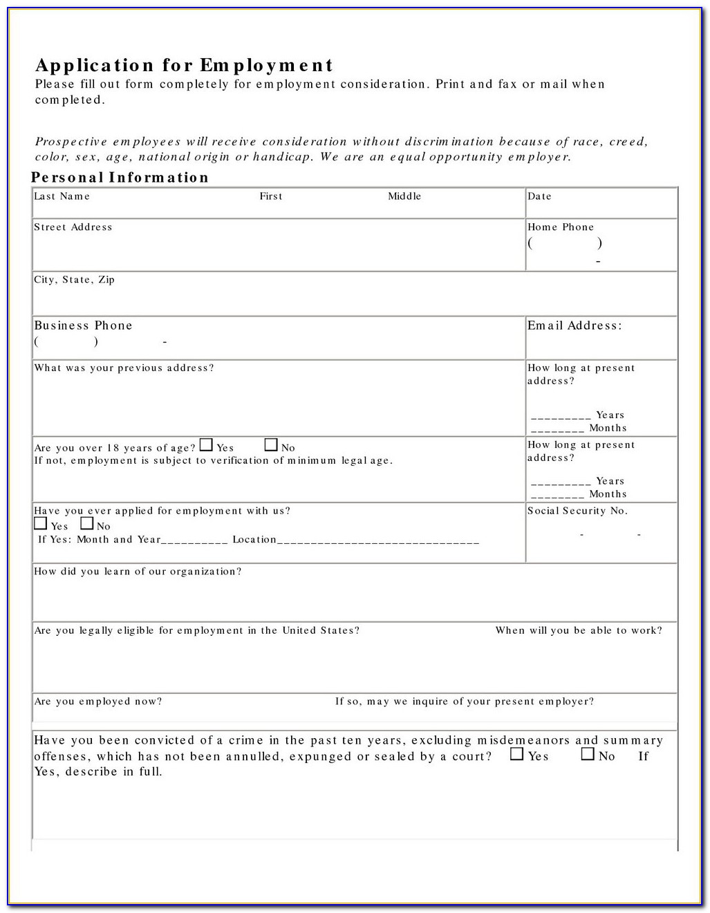 Blank Resume Format For Job Application