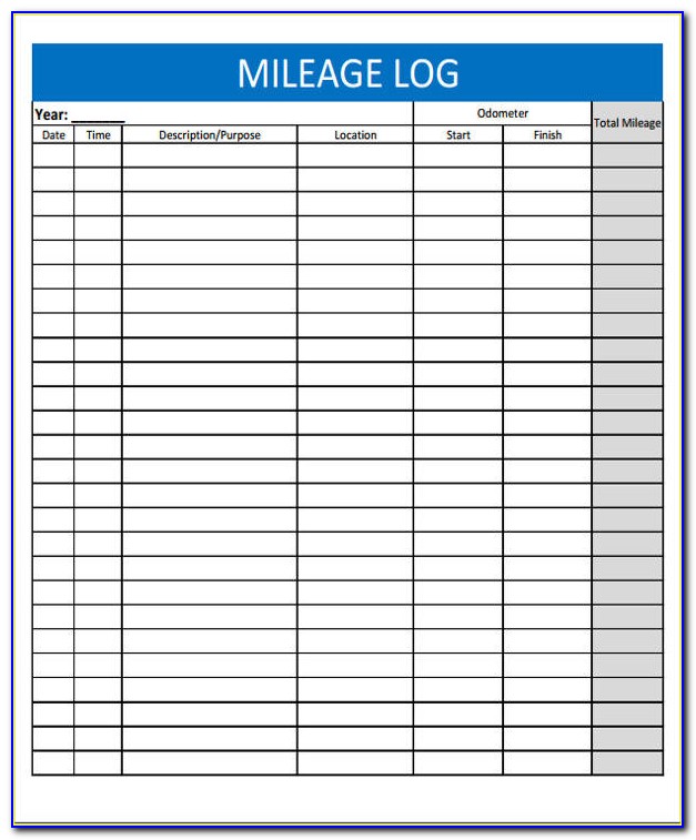 Business Mileage Log Excel Template