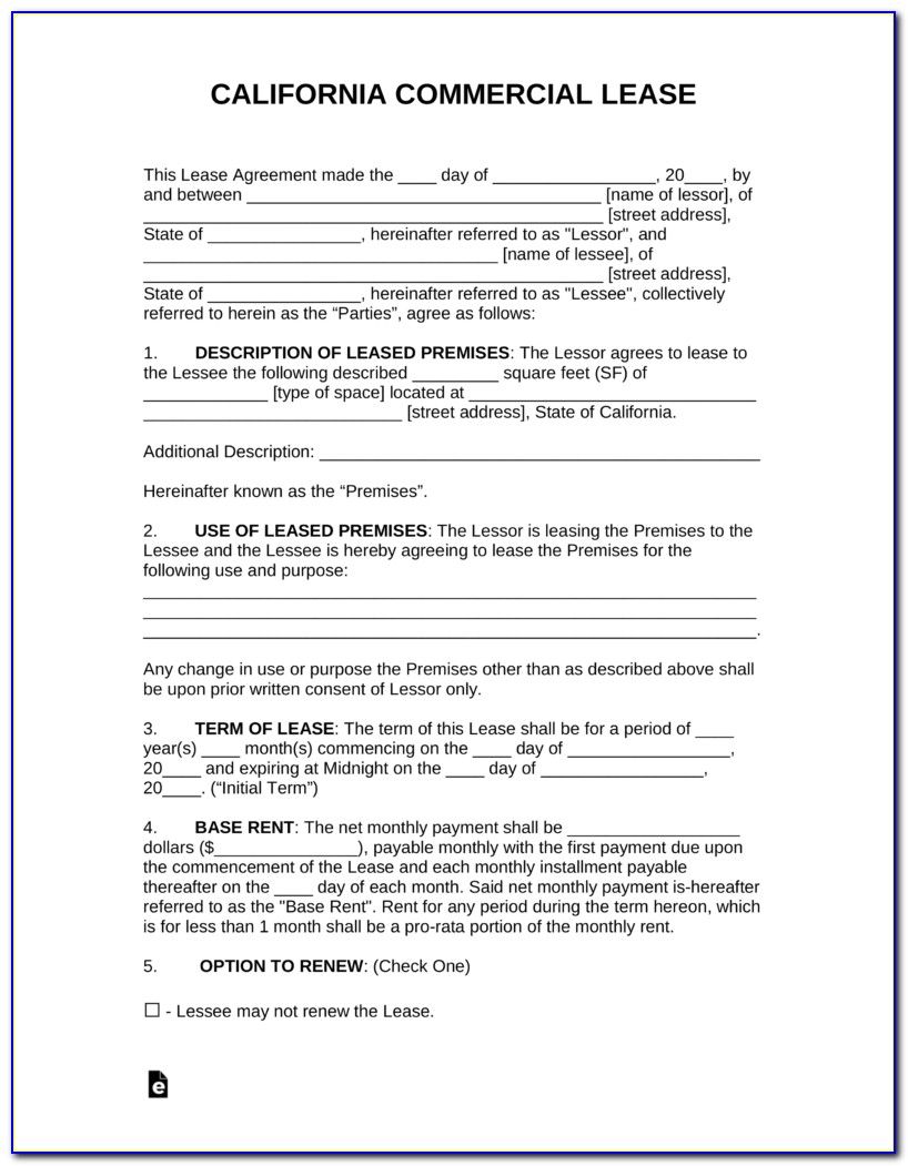 California Commercial Real Estate Purchase Agreement Form