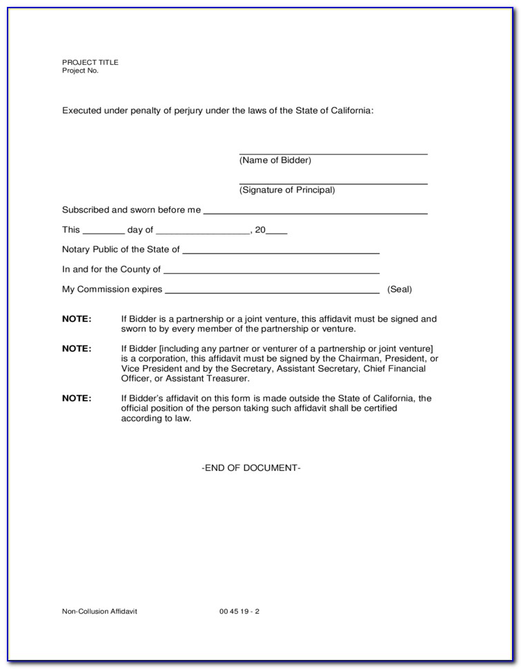 California Name Affidavit Form Free