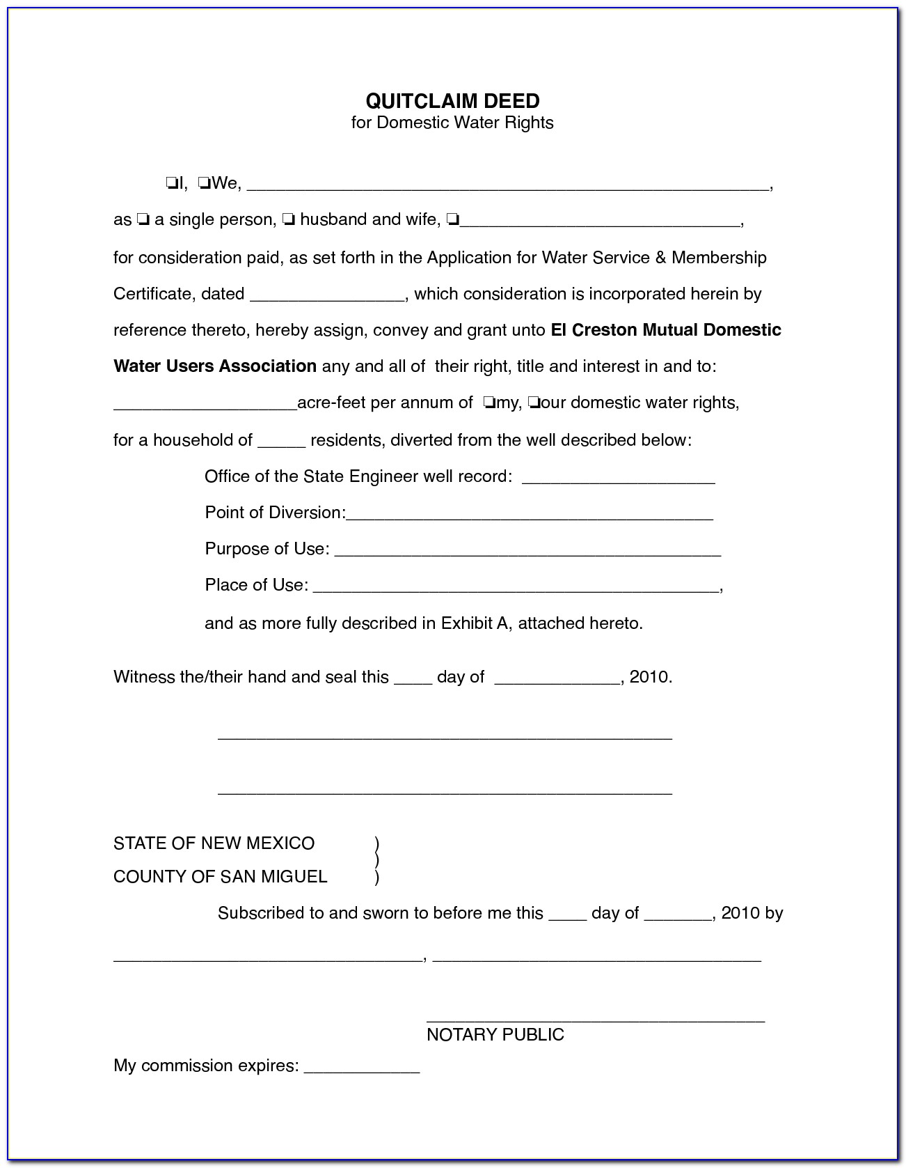 California Quit Claim Deed Form Free Download