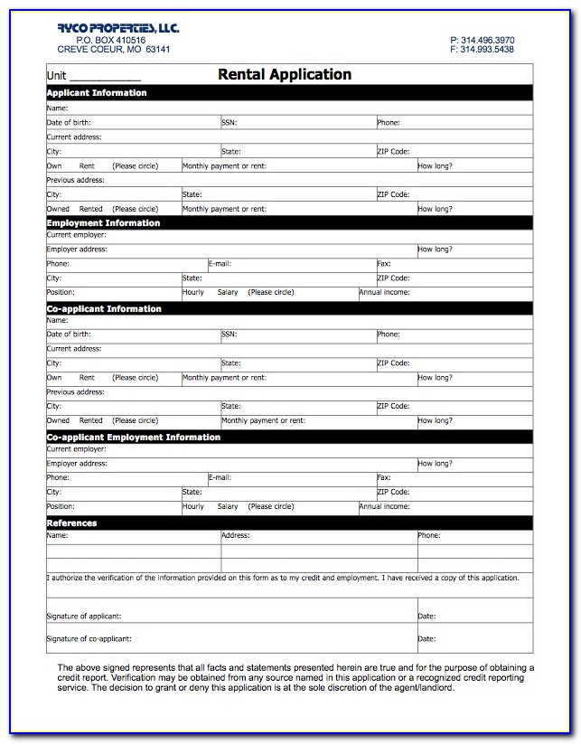 California Rental Application Form Pdf Free