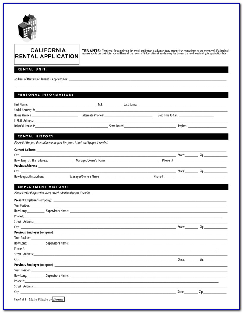 California Residential Lease Agreement Form Free