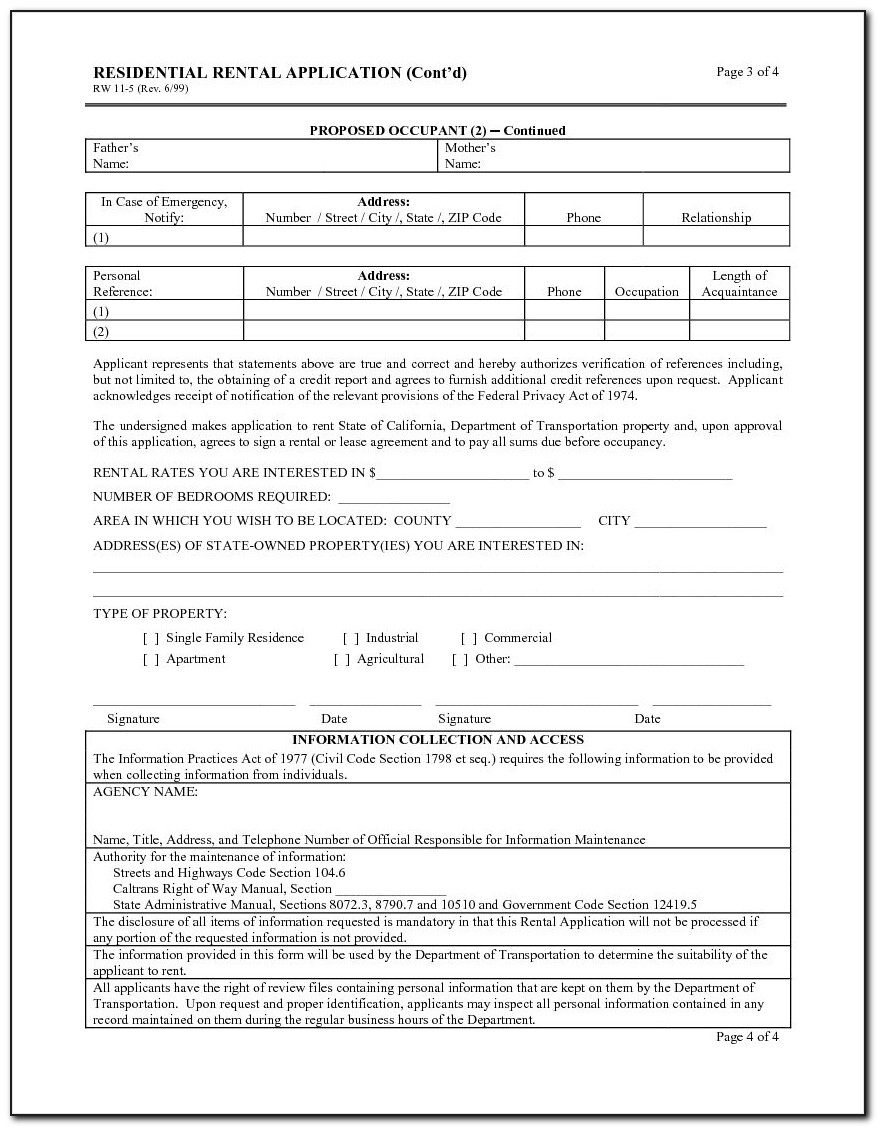 California Residential Rental Agreement Form