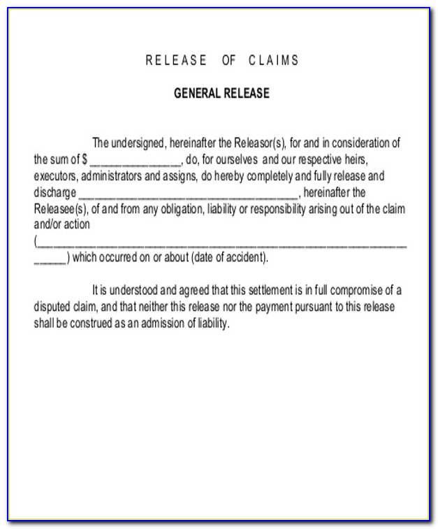 Car Accident Claim Release Form