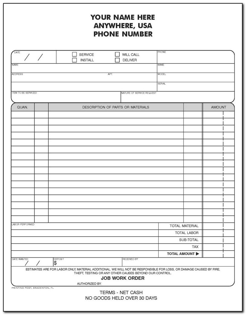 Carbonless Purchase Order Forms