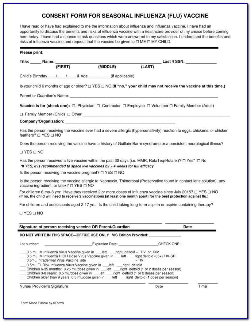 Cdc Influenza Consent Forms