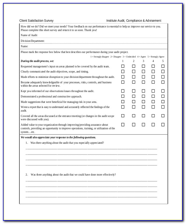 Client Satisfaction Survey Form