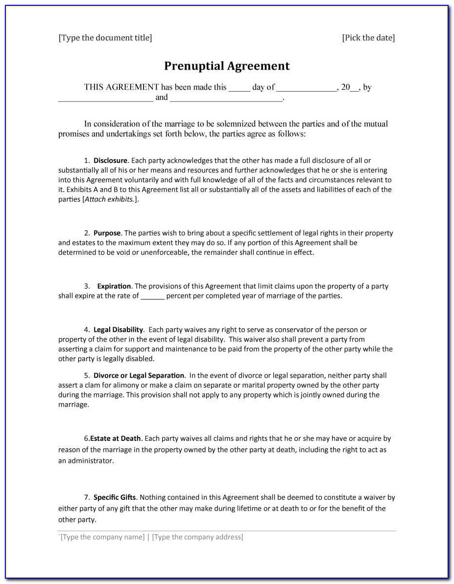 Colorado Prenuptial Agreement Form