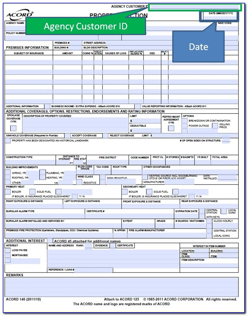 Commercial Insurance Application Acord Form
