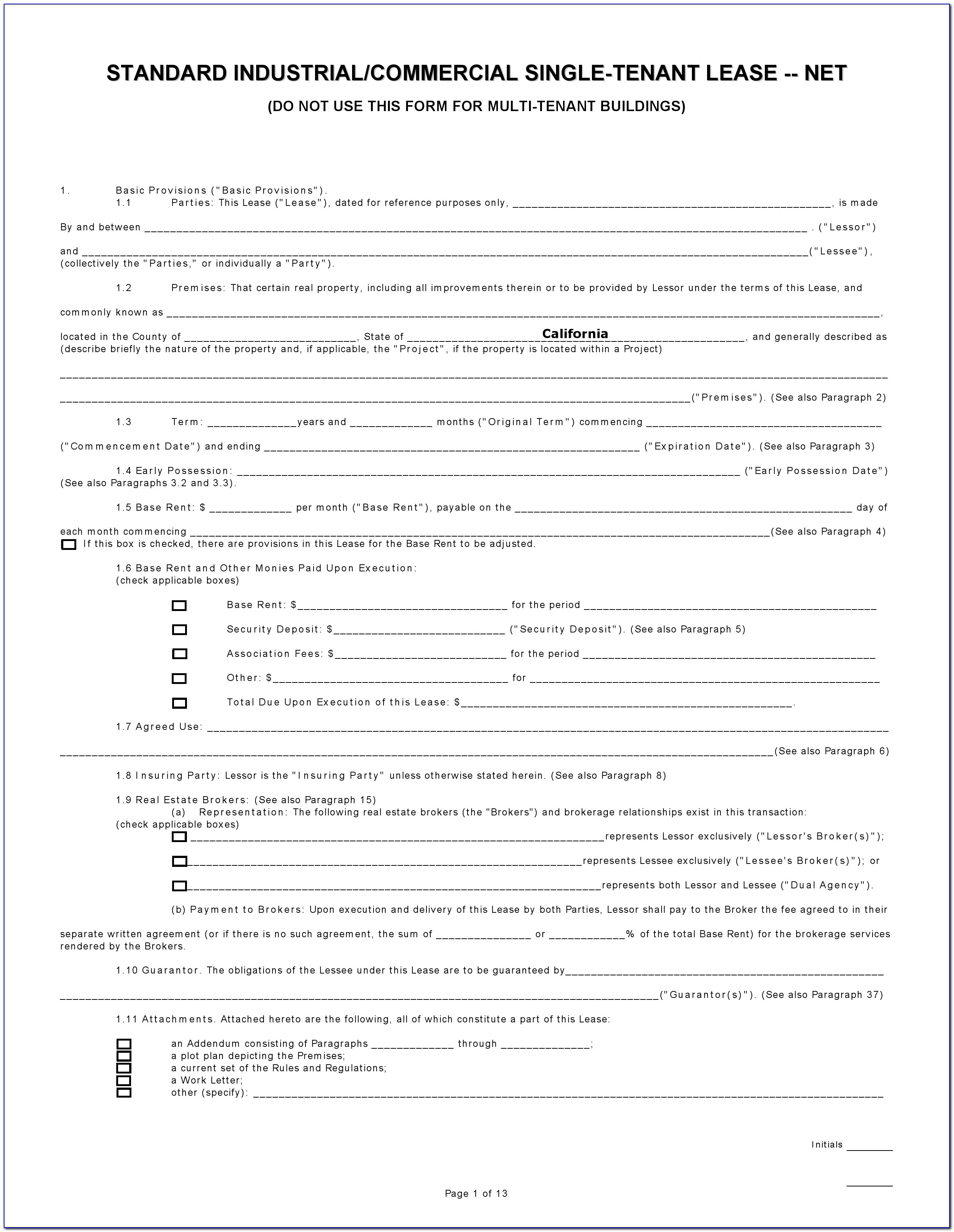 Commercial Lease Application Form Free