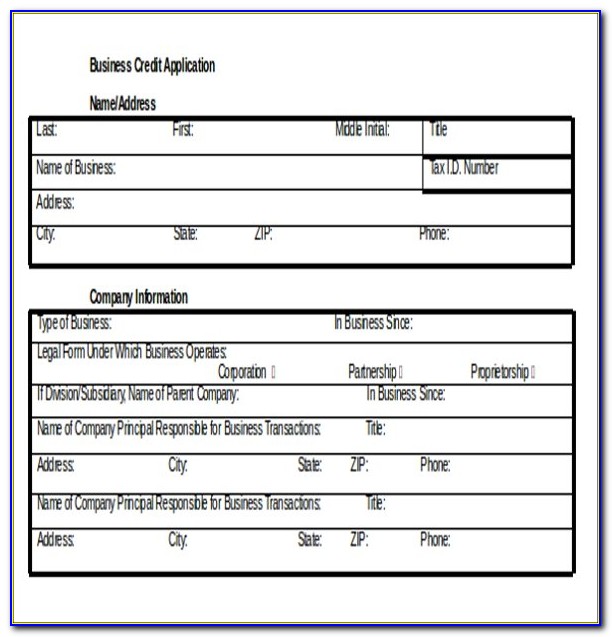 Credit Application Form Template Word South Africa