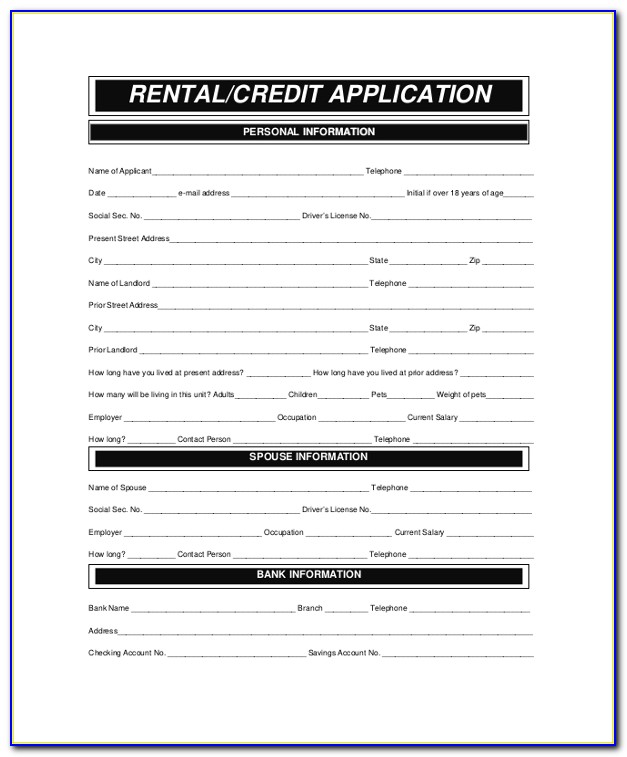 Credit Check Form For Rental Property