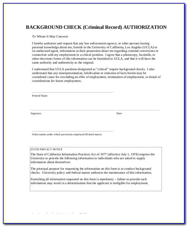Criminal Background Check Authorization Form Texas
