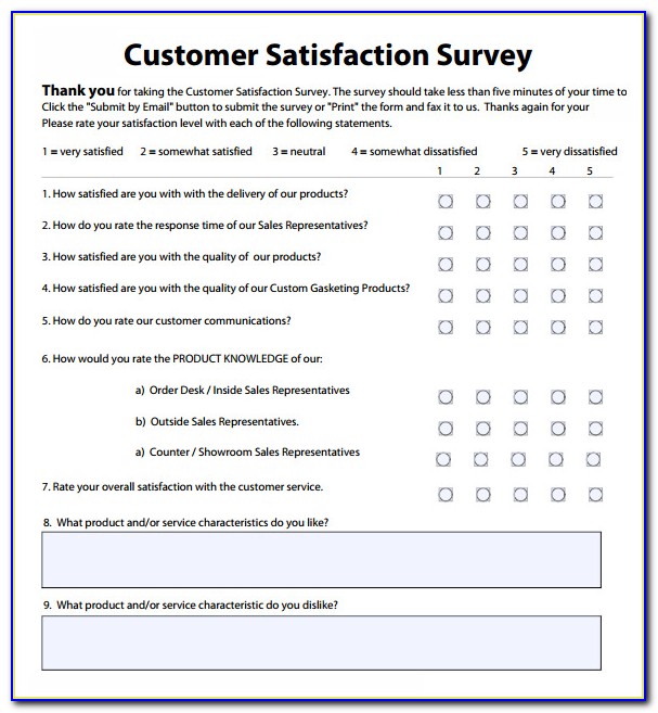 Customer Satisfaction Survey Sample