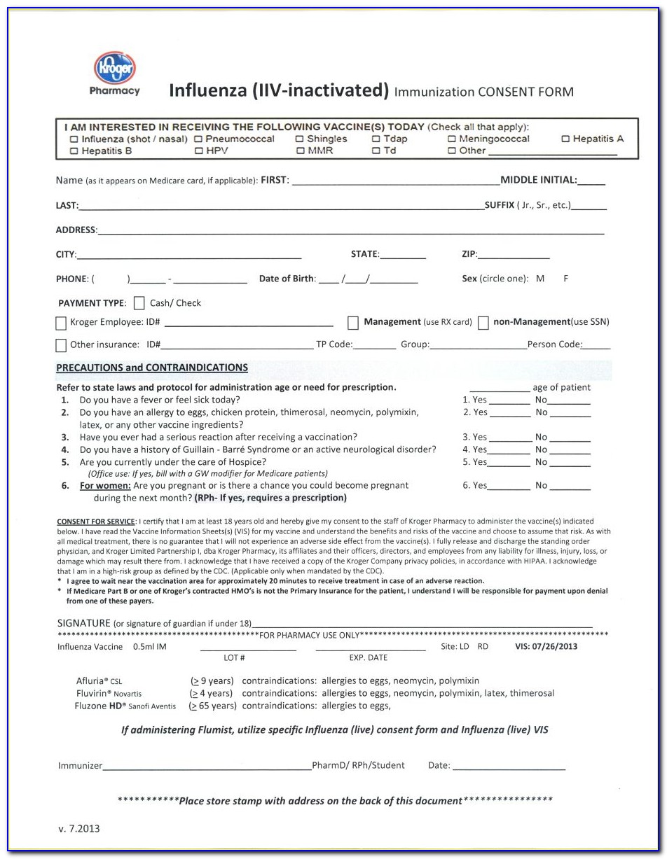 Cvs Flu Shot Verification Form