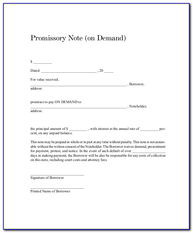 Demand Promissory Note Format In Hindi