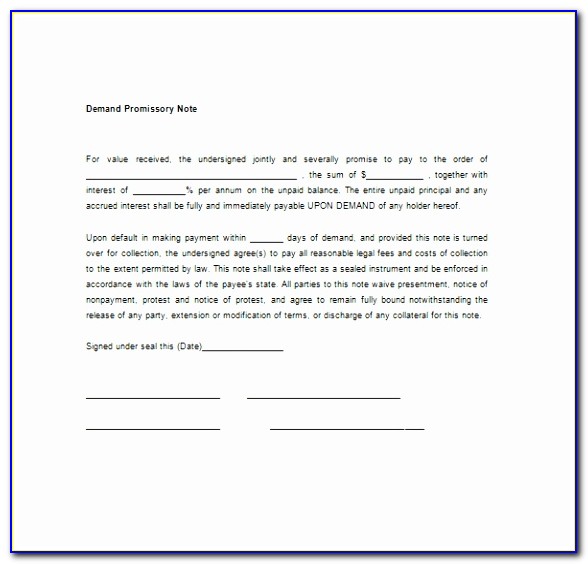 Demand Promissory Note Promissory Note Template Printable Promissory Agreement Template Beautiful Doc Xls Letter Download Templates Otuoi