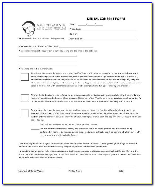 Dental Extraction Consent Form Spanish