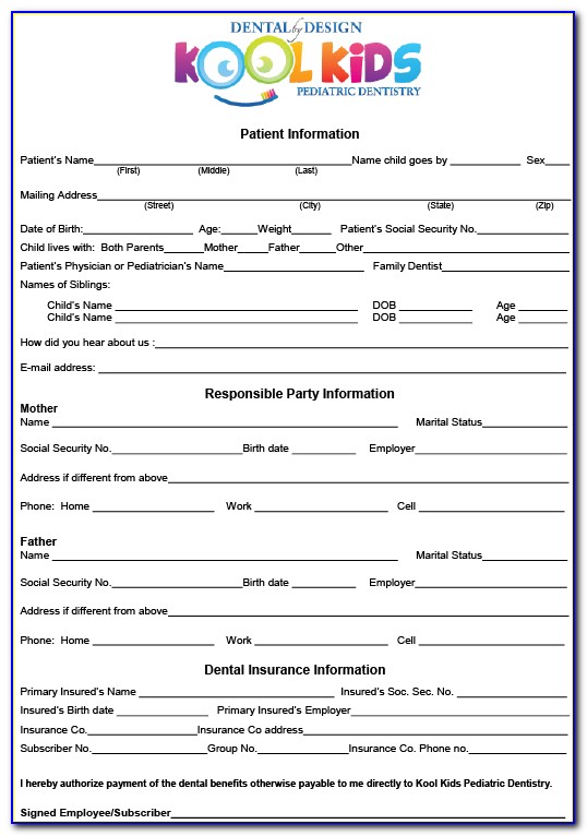 Dental Patient History Form Template
