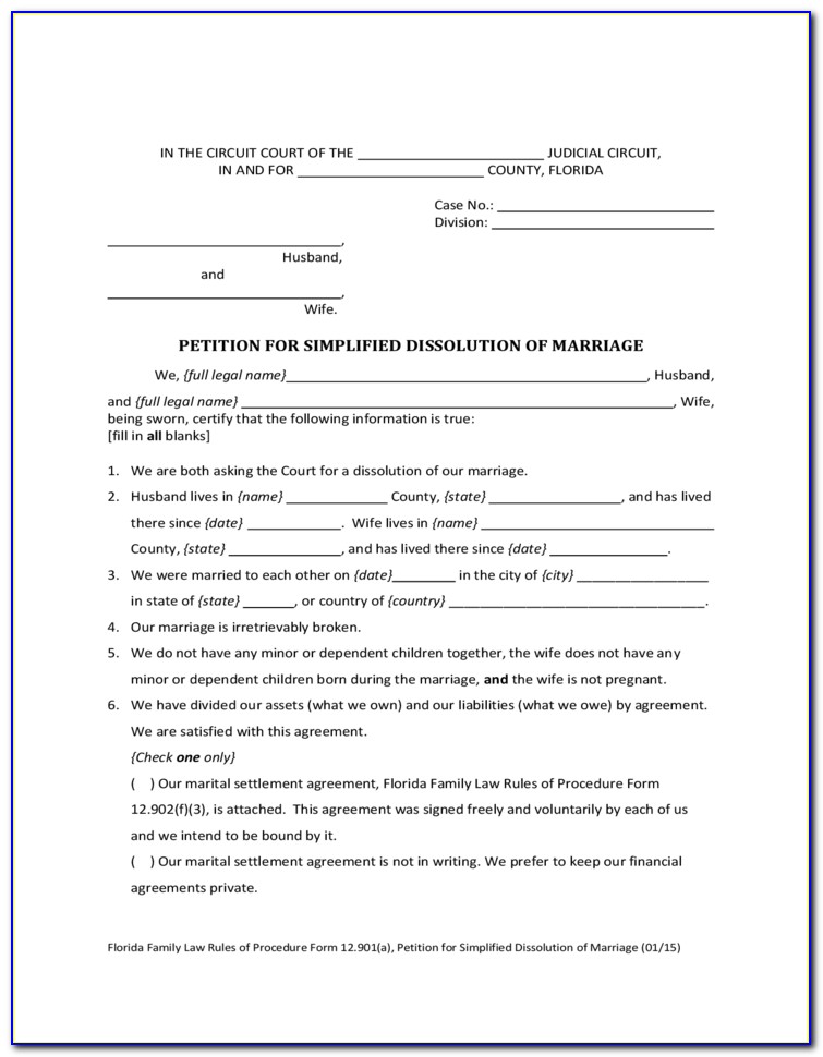 Dissolution Of Marriage In Florida Forms