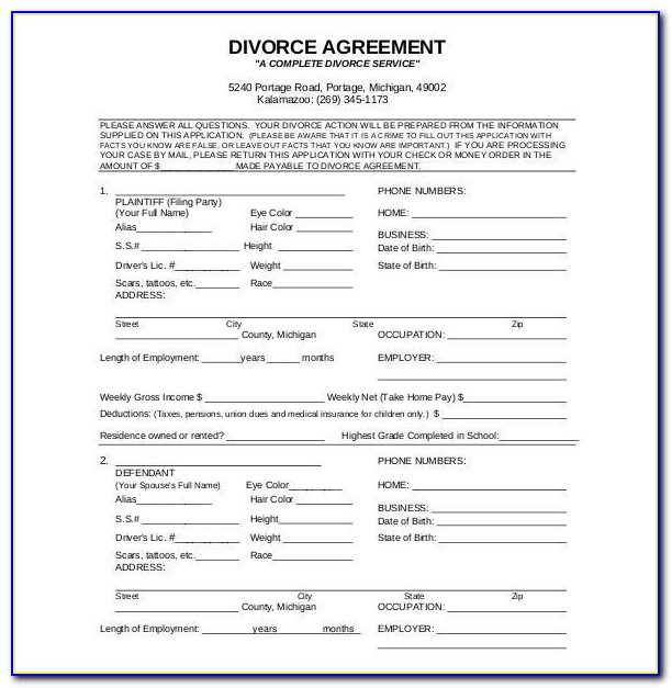 Divorce Forms Massachusetts Free
