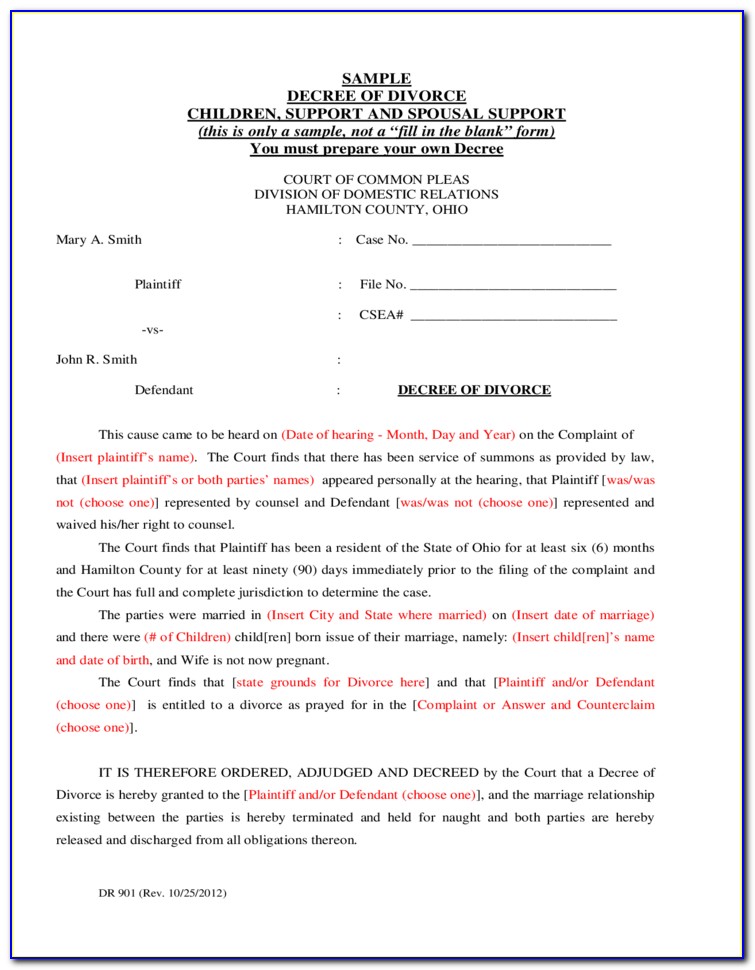 Divorce Forms Summit County Ohio