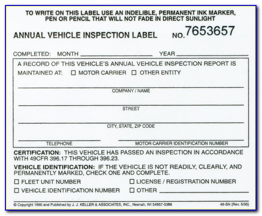 Dot Inspection Forms And Stickers