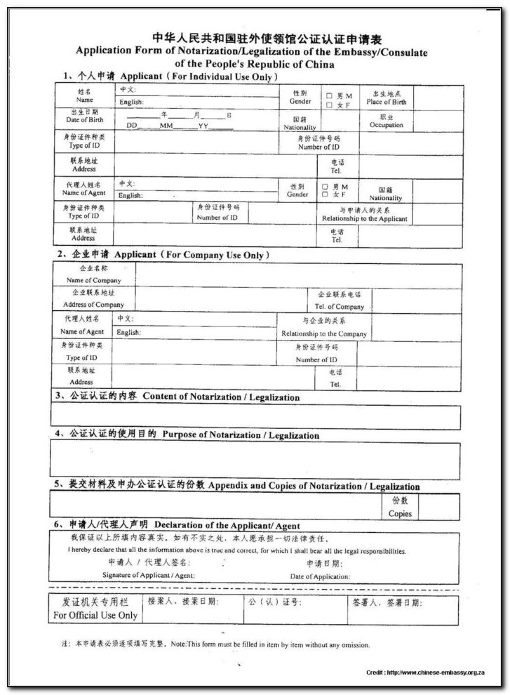 Download China Visa Application Form Pakistan