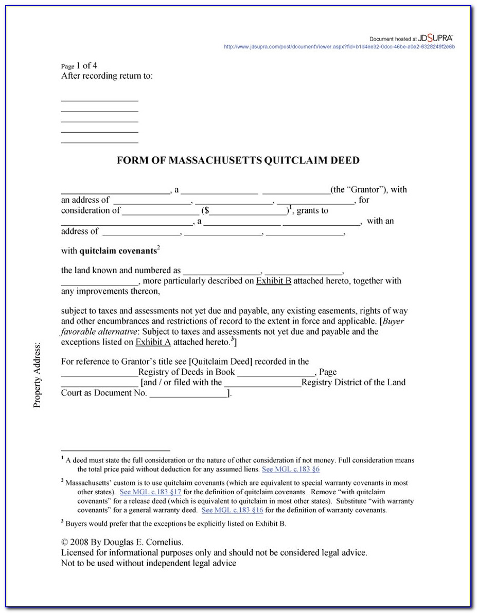 Download Quit Claim Deed Form Free