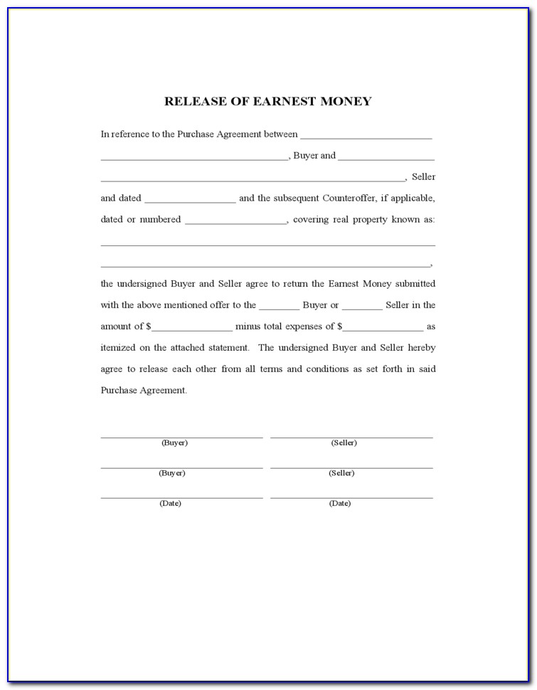 Earnest Money Contract Real Estate Form
