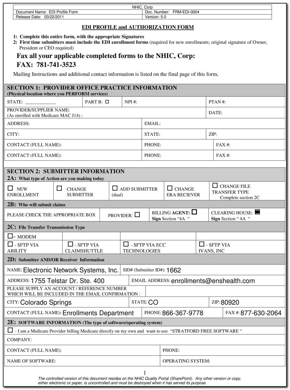 Edi Enrollment Form For Railroad Medicare