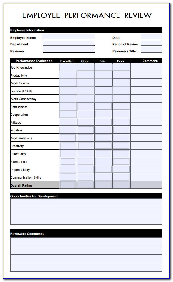 Employe Evaluation Form