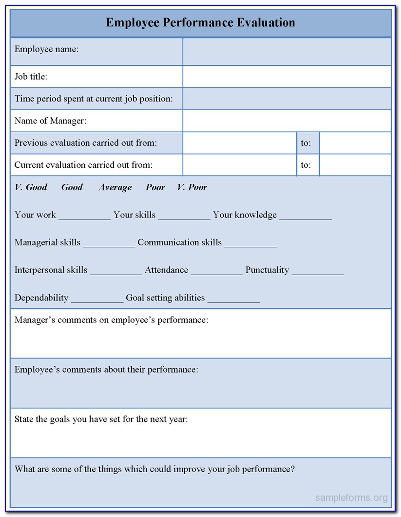 Employee Evaluation Form Sample