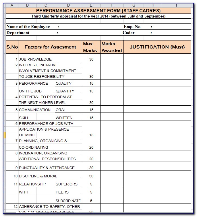 Employee Performance Appraisal Form Answers