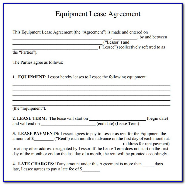 Equipment Lease Forms Free