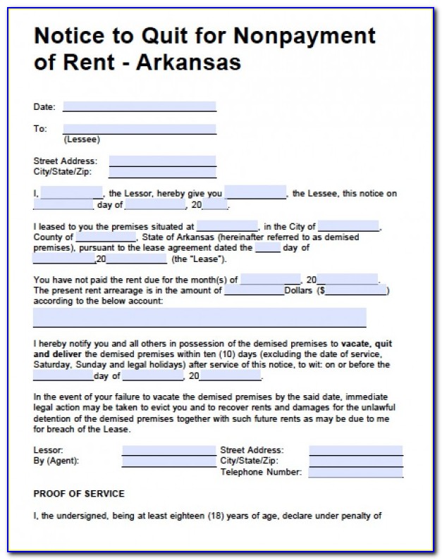Eviction Notice Arkansas Free Form