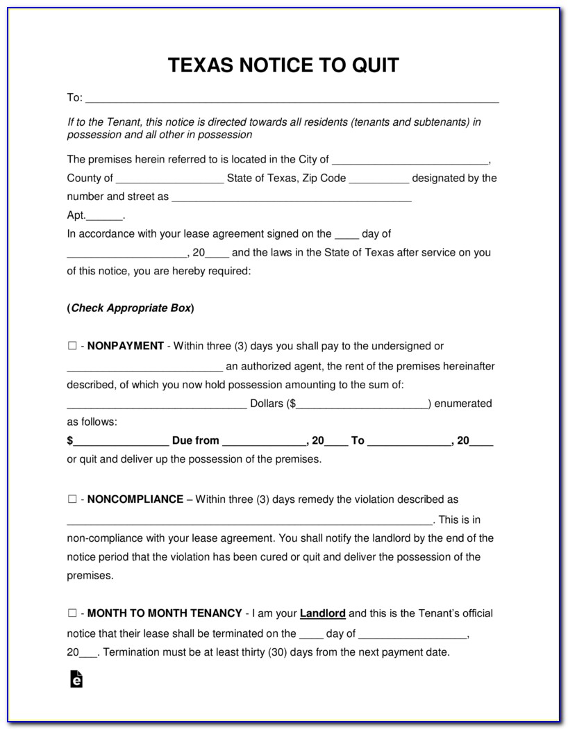 Eviction Notice Form Texas
