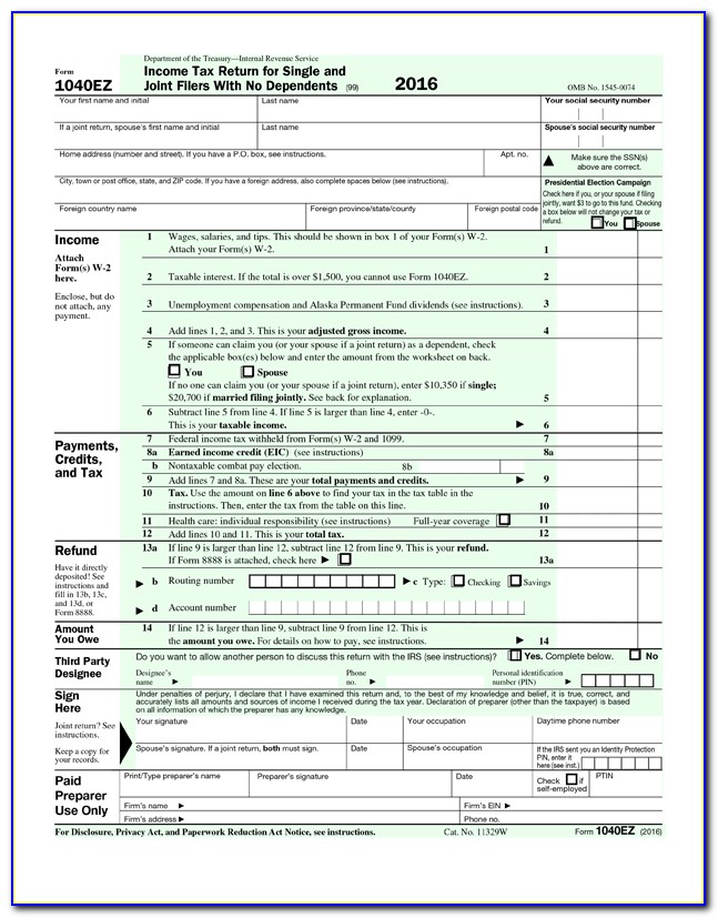 Ez Form For Taxes