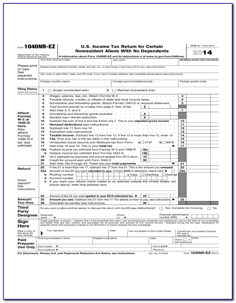 Ez Tax Form 2014