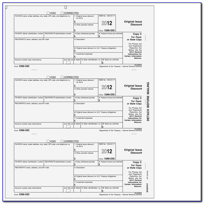 Federal Tax Form 1099 Oid