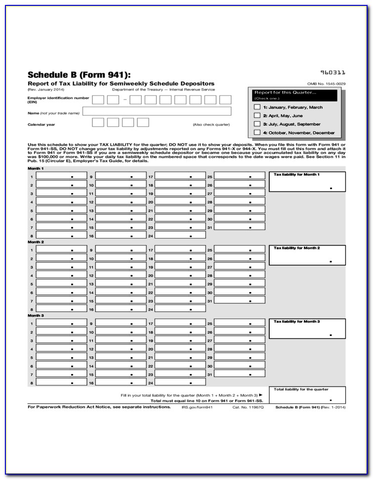 Federal Tax Forms 941 Schedule B