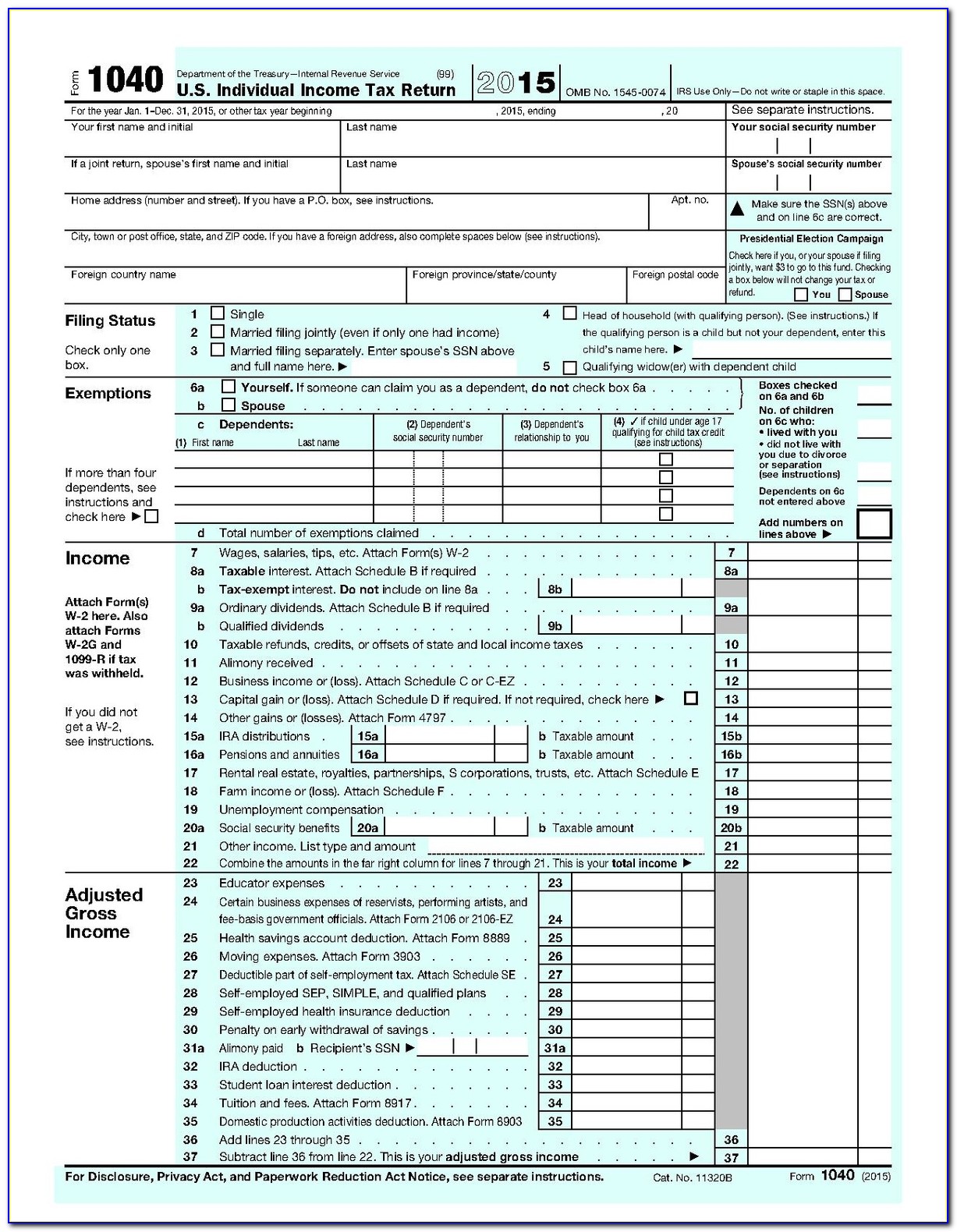Federal Tax Return Forms 1040ez