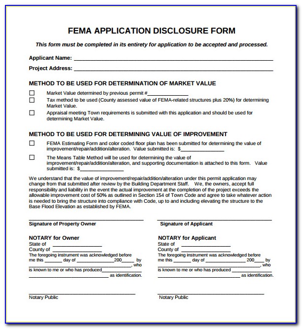 Fema Loma Application Form