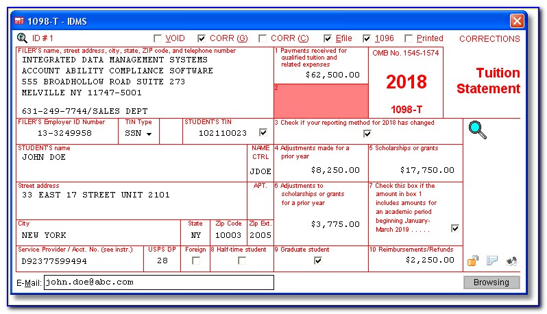 Filing 1098 T Tax Form