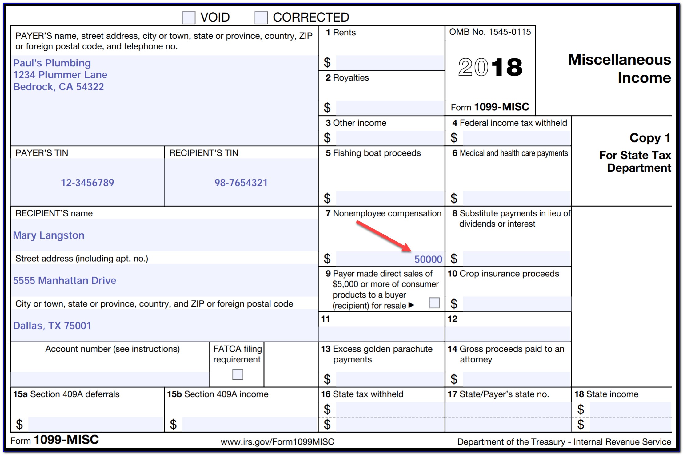 Fillable Irs Form 1099 Misc 2017
