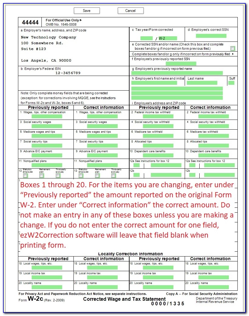 Fillable W2c Form 2016