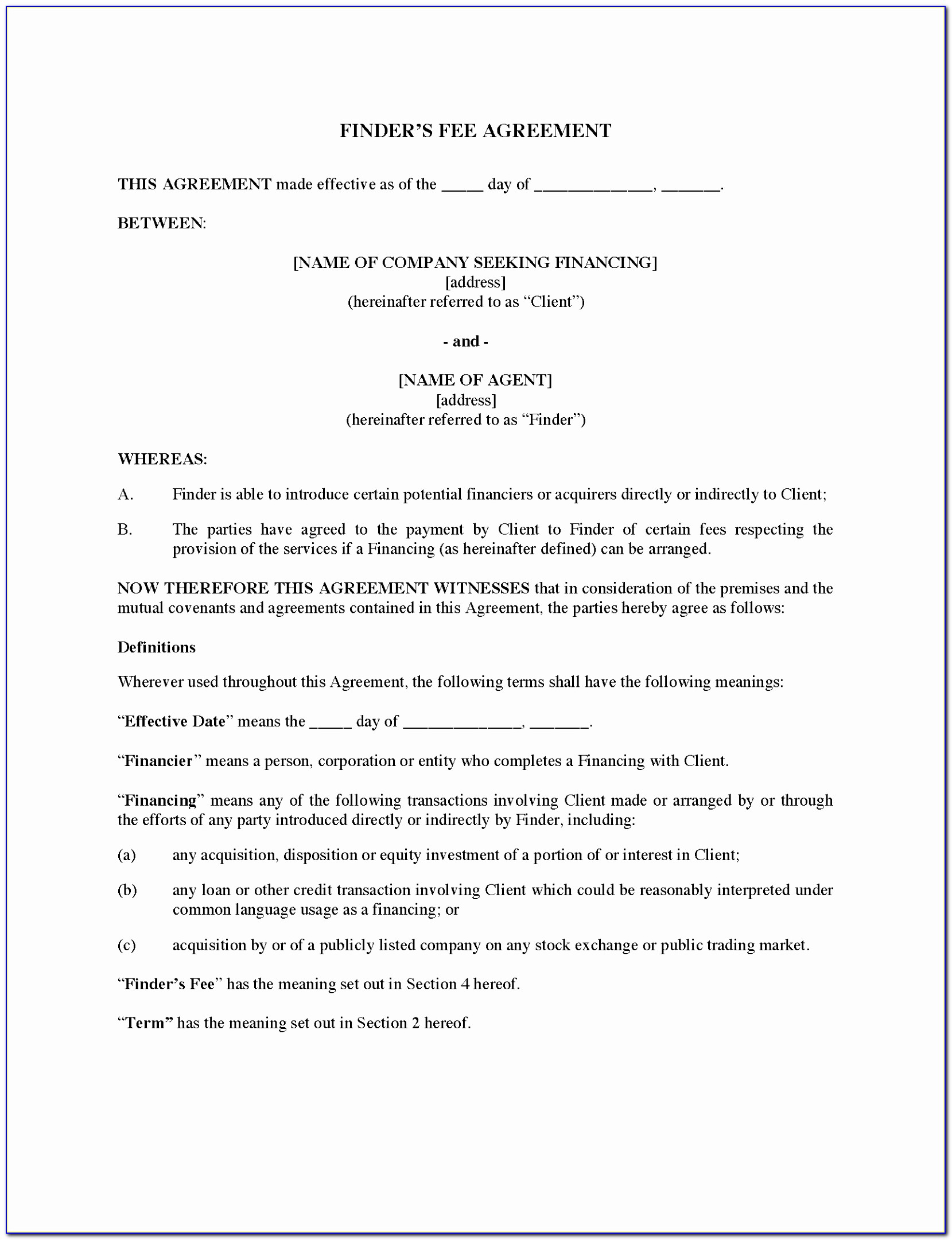Conditional Fee Agreement Template